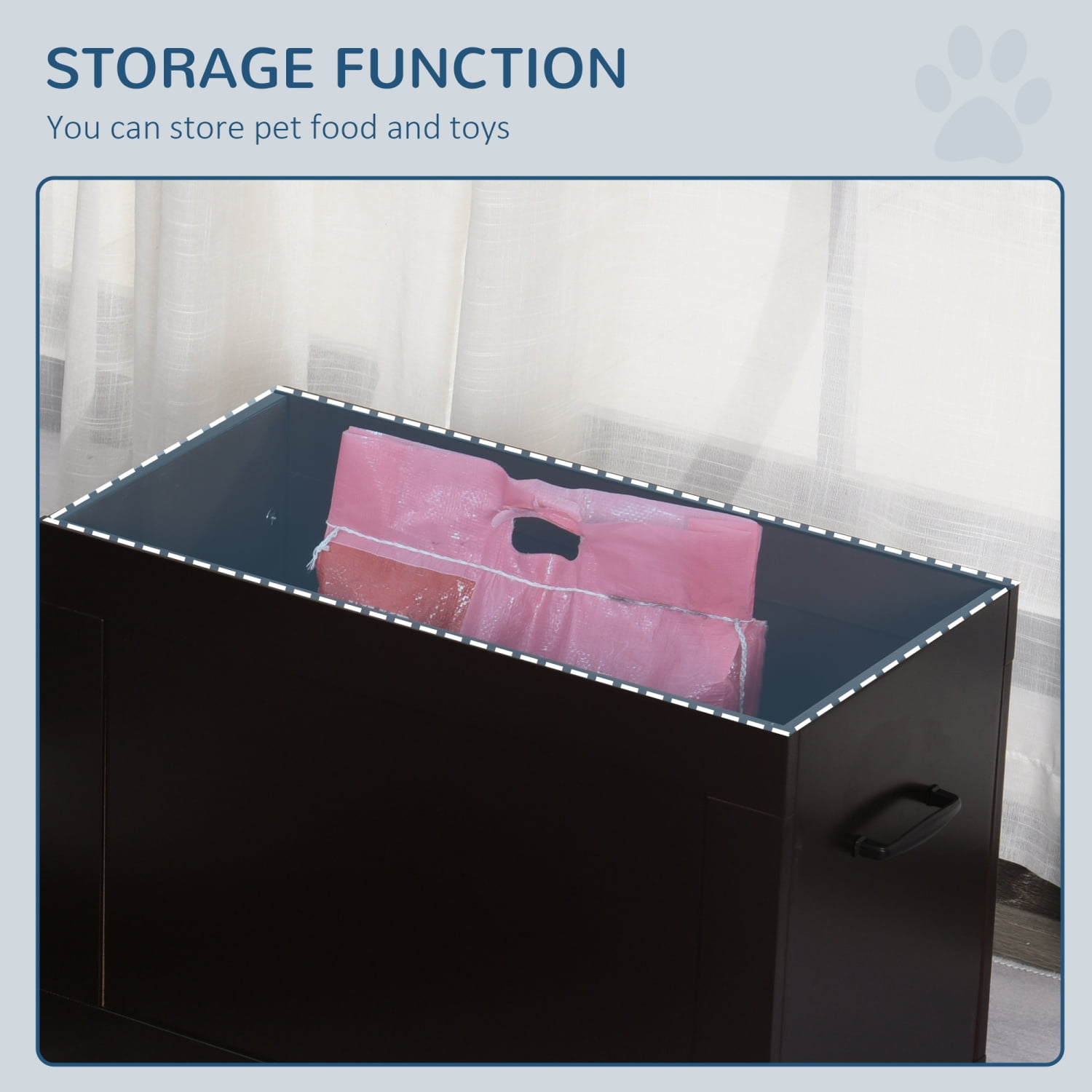 Raised Pet Feeding Station with Storage for Large Dogs & Pets, Dark Brown
