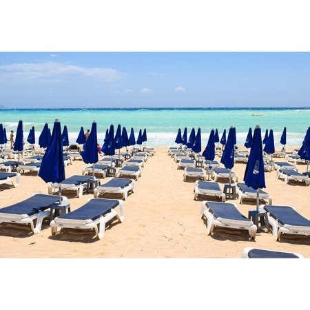 Laminated Poster Sunbeds Sand Makronissos Beach Cyprus Ayia Napa Poster Print 24 X 36