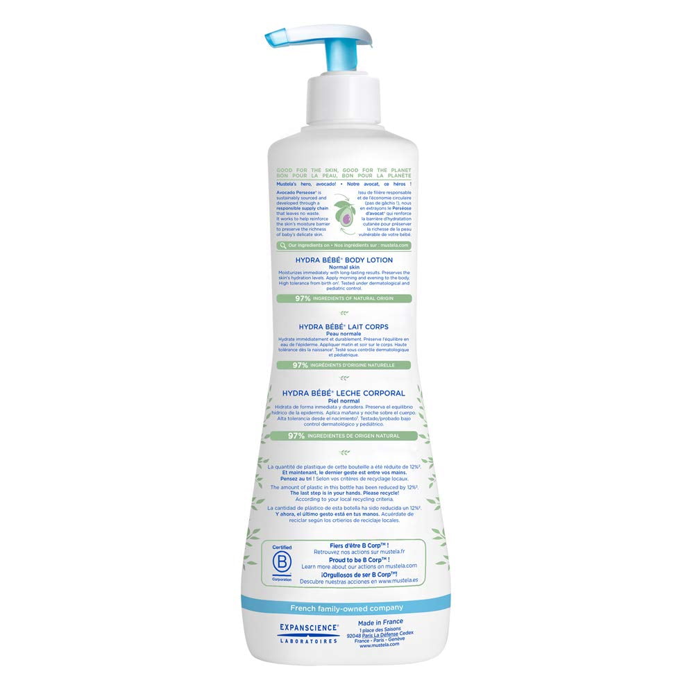  Mustela Hydra Bebe Body Lotion Daily Moisturizing Baby Lotion  with Natural Avocado, Jojoba and Sunflower Oil,10.14 Fl Oz (Pack of 1) :  Everything Else