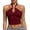 Red, variant on SNKSDGM Women Metal Buckle Crop Tank Top, Cutout Front Ruched Side Hot Girl Style Sling for Inner & Outer Wear Black S