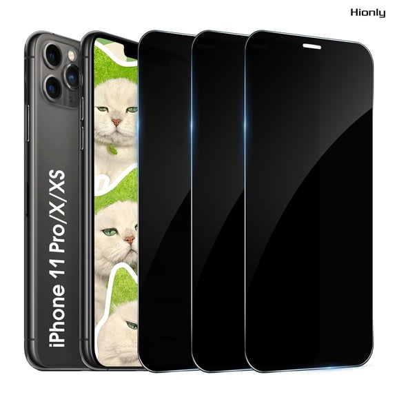 [3 Pack] Hionly Compatible with iPhone 11 Pro / iPhone Xs / iPhone X Privacy Screen Protector, Full Coverage Anti-Spy Tempered Glass Film 9H Hardness, Scratch-proof, Bubble Free