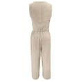 thumbnail image 6 of Women's 2 Piece Outfits Linen Vest Waist-coat Dressy linen sets for women 2 piece Casual Sets Wide Leg Pants Suits (Beige,L), 6 of 6
