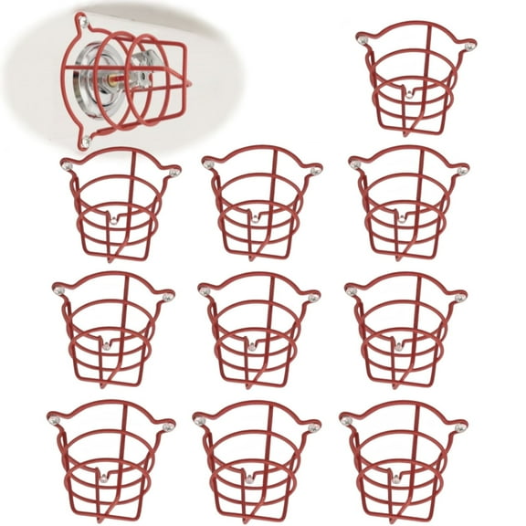 Happy Tree (10 Pack) Red Fire Sprinkler Head Guard Cover for Both 1/2" & 3/4" Fire Head for Protecting Flush Mount & Side Wall & Pendent Head Semi - Recessed Sprinkler Head Cage