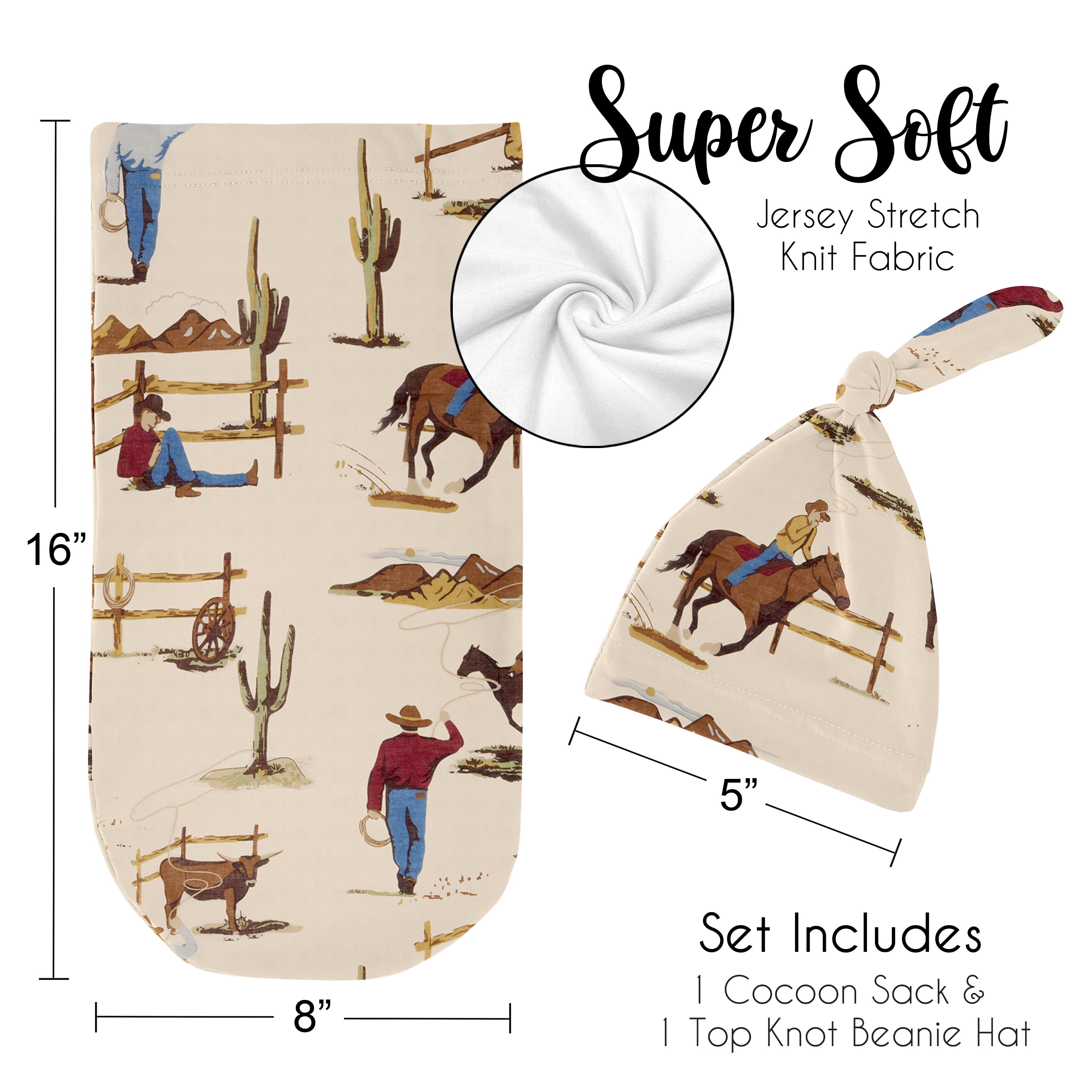 Wild West Baby Cocoon and Beanie Hat Sleep Sack Set by Sweet Jojo Designs