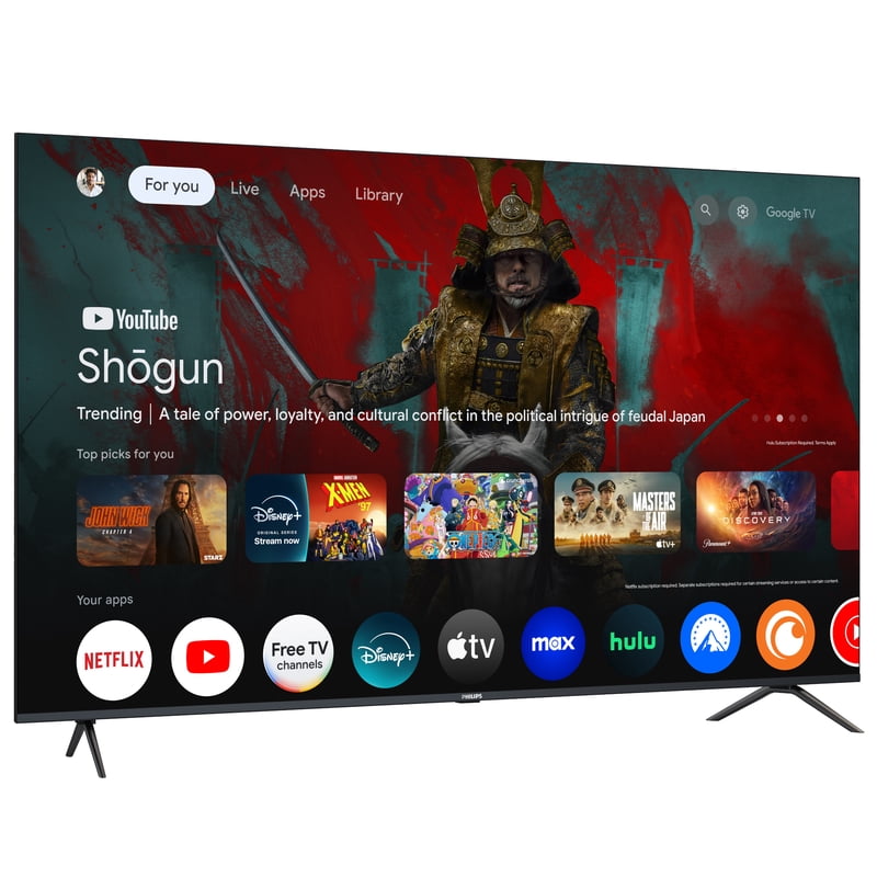 Philips 70" Class 4K Ultra HD (2160p) Google Smart LED TV (70PUL7553/F7) front and back view