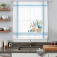 thumbnail image 4 of Blue Coastal Sheer Curtains 63 Inches Long, Nautical Starfish Eucalyptus Leaf Coral Striped Light Filering Curtains, Breathable Simi Curtain Privacy Drapes for Living Room Bedroom Window Treatment, 4 of 9