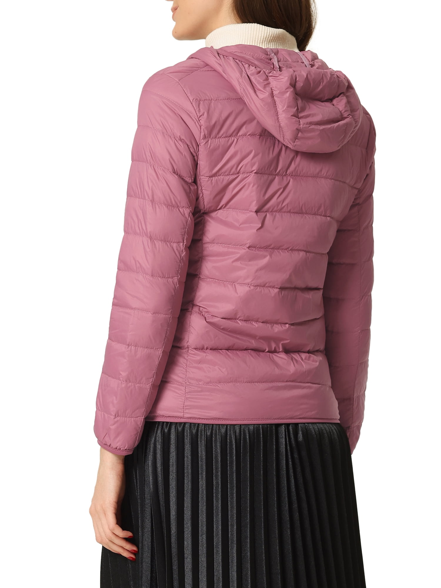 DARING DIVA Women's Hooded Zip Up Short Down Lightweight Jacket XS Pink