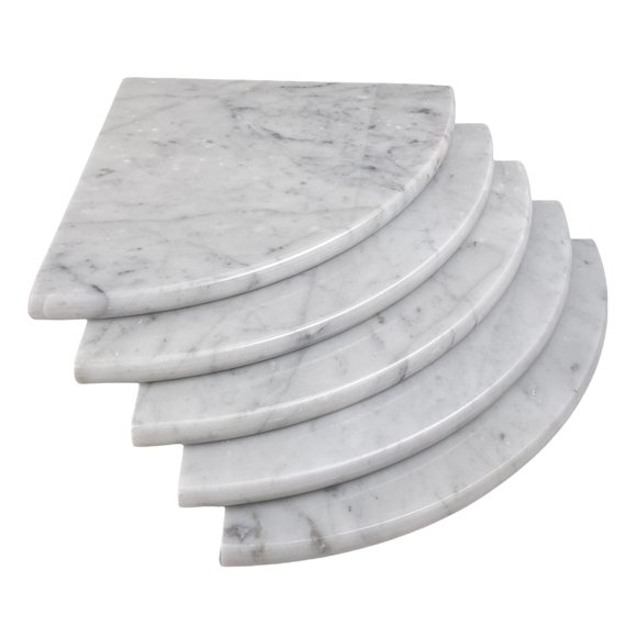 Tenedos 9'' X 9'' Round Edge Bianco Carrara Premium Corner Shower Shelf Piece Both Sides Polished (5)