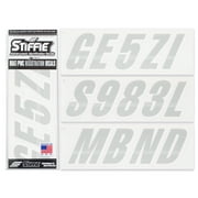 STIFFIE Techtron Silver/White 3" Alpha-Numeric Identification Custom Kit Registration Numbers & Letters Marine Stickers Decals for Boats & Personal Watercraft PWC