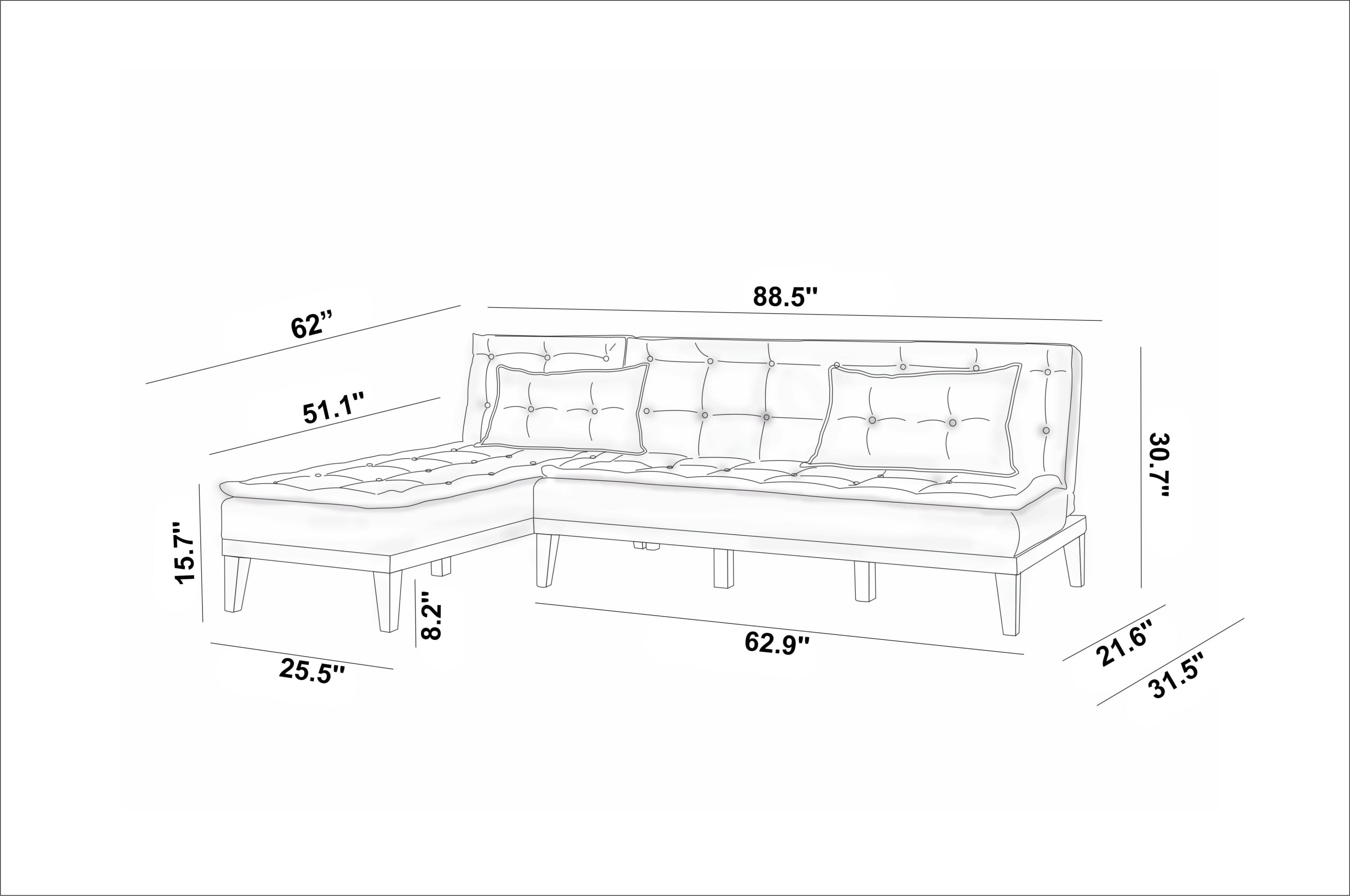 Ada Home Decor Beck Sectional Sofa, Gray