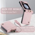 thumbnail image 3 of Case for Samsung Galaxy Z Flip5 2023,Protect PU Leather Cover with Wrist Strap Shockproof Protection Case (Pink), 3 of 8