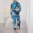 thumbnail image 5 of Disketp Pajamas Set Long Sleeve Sleepwear Womens Button Down Nightwear Pj Sets-Blue And White Butterflies, 5 of 9