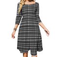 thumbnail image 1 of Fine Weave Retro Mid Century Modern Pattern In Black And Grey Back Lacing Backless Dress Square Neck Dress New Elegant Women, 1 of 5