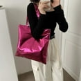 thumbnail image 2 of LHSHID Women Crossbody Bag Luxury Designer PU Shoulder Bag Solid Color Glossy Patent Leather Simple Female Commuter Handbag Shopper Bag, 2 of 6