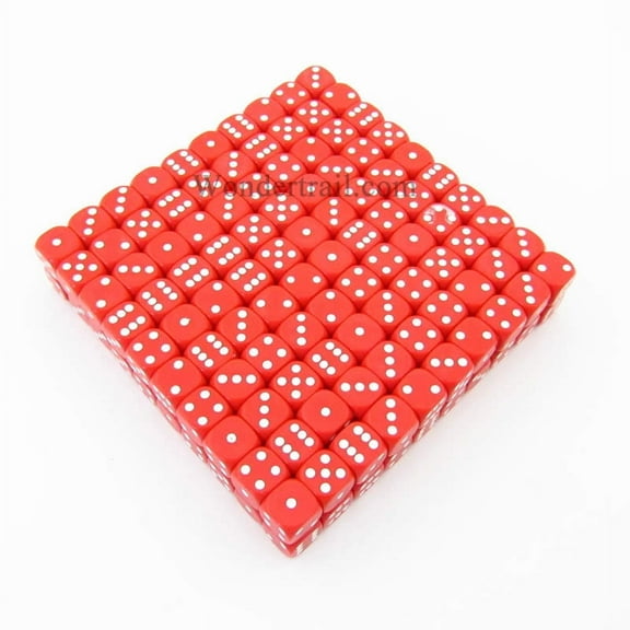 Red Opaque Dice with White Pips D6 12mm (1/2in) Bulk Pack of 200 Koplow Games