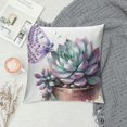 thumbnail image 2 of PHYHOO  Tropical plant pillowcase green succulent aloe vera butterfly pattern decorative cushion cover square pillowcase available in various sizes, 2 of 5