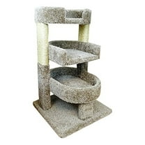 New Cat Condos 110112-Beige Round 33" Triple Cat Perch - 19.9 x 19.9 x 31.9-Color:Brown