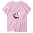 thumbnail image 5 of EchfiProm Valentine Day T shirts for Women Bow Print Graphic Tee Casual Short Sleeve Pink Cute Valentine Womens Shirts, 5 of 5