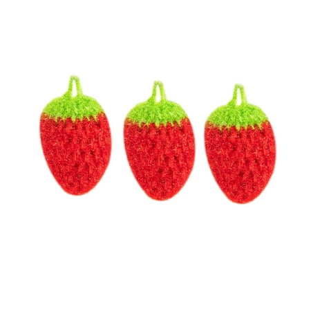 

3Pcs Adorable Dish Towels Tableware Scouring Dishcloth Washing Towels (Red)