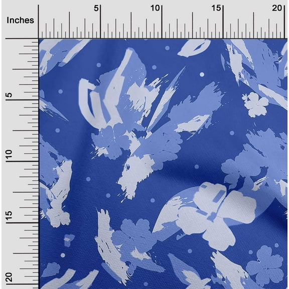 oneOone Polyester Spandex Medium Blue Fabric Florals Sewing Craft Projects Fabric Prints By Yard 56 Inch Wide-H56