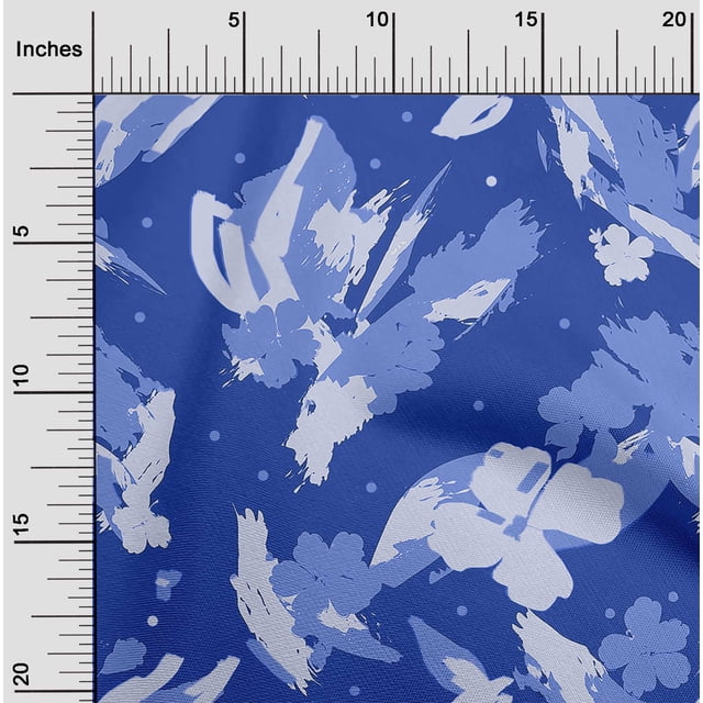 oneOone Polyester Spandex Medium Blue Fabric Florals Sewing Craft Projects Fabric Prints By Yard 56 Inch Wide-H56