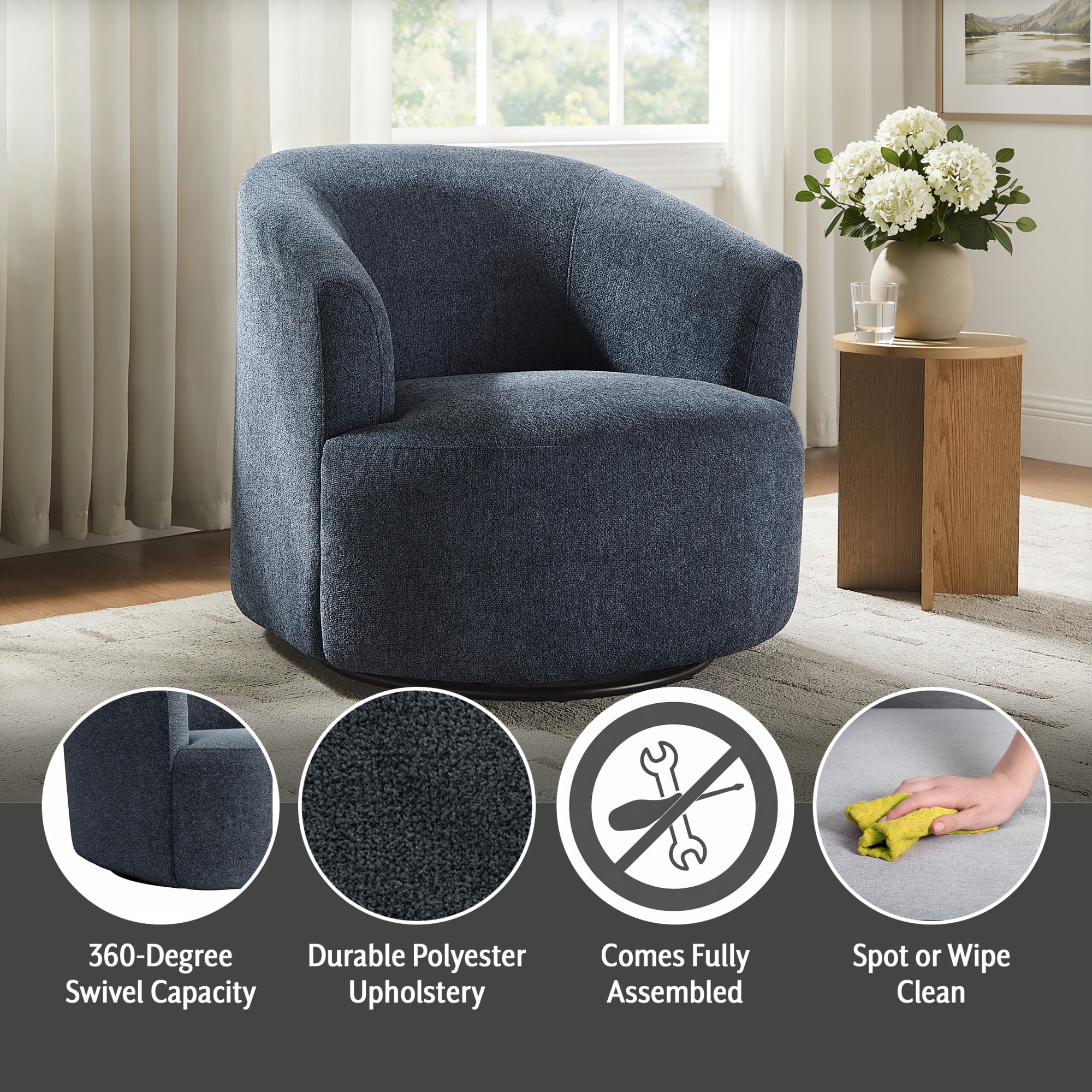 Mainstays Swivel Accent Chair, Blue