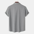 thumbnail image 5 of Blczomt Linen Men's Short Sleeve Button Down Shirt Plain Shirts Gray Cotton Short Sleeve Collared Casual Clothes, 5 of 8