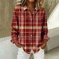 thumbnail image 4 of Horkkom Womens Flannel Shirts Long Sleeve Plaid Print Button Down Shirts Casual Loose Flannel Shirt Women L, 4 of 9