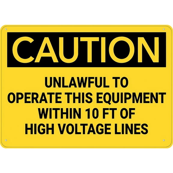 Caution Unlawful Equipment Operation Voltage Lines Sign 12 x 8 Inches - Rust-Free Aluminum, UV Ink Printing, Suitable for Indoor Outdoor Construction Use