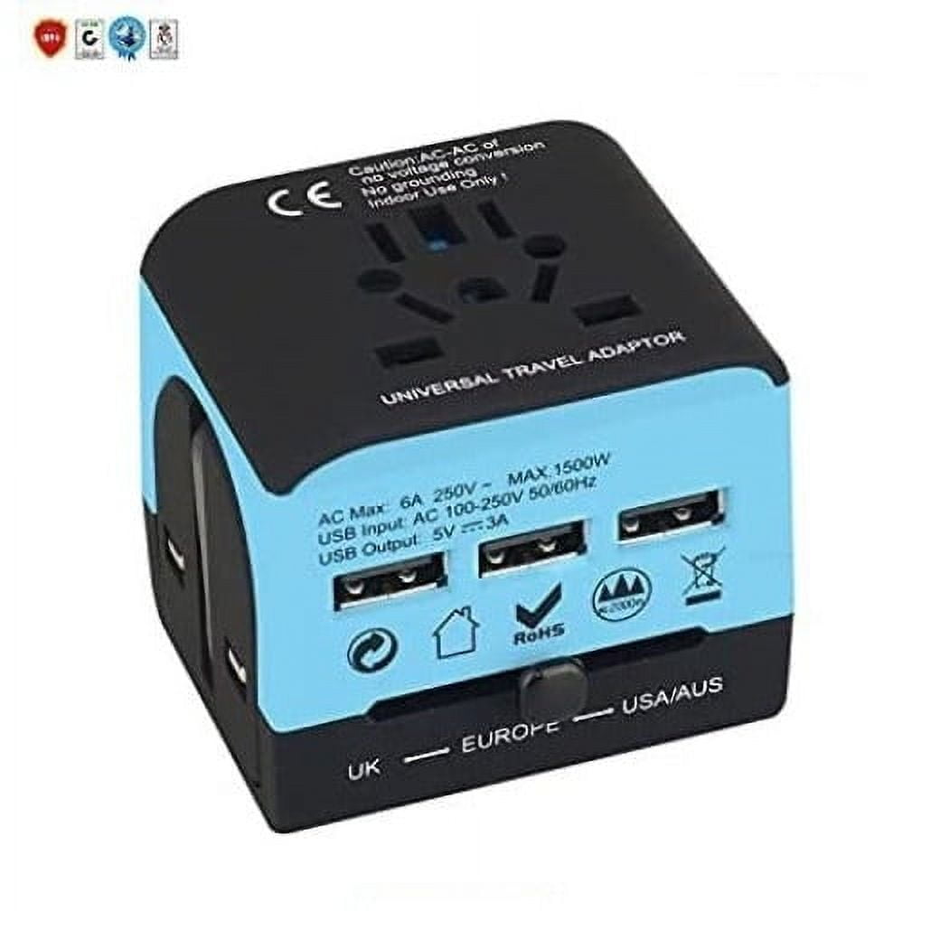 5 CORE 3 Pieces Charger Universal Adapter Multi Outlet Port 4 USB