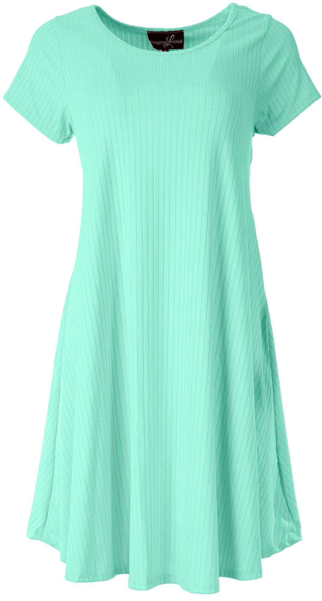 Womens Solid Ribbed Dress Medium 