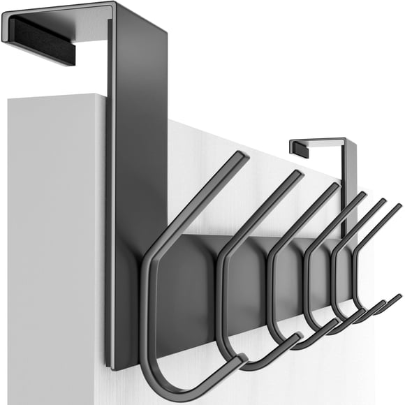 SKOLOO Over The Door Hooks for Hanging Coats Towel Key Clothes - 6 Hooks, Over The Door Towel Rack for Bathroom, Stainless Steel Over Door Coat Hook