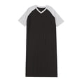 thumbnail image 6 of Bovxnpu Men's Nightshirt Short Sleeve Sleep Shirt Nightgown Short Sleeve Nightgown V Neck Raglan Sleepwear, 6 of 7