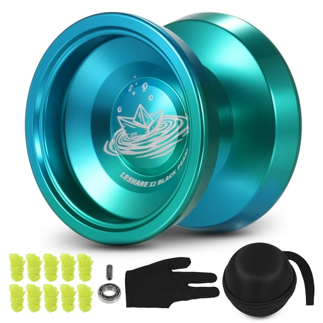 Balle Yo-Yo en Aluminium Cadeau Yo-Yo Compétitif avec Roulements, Cordons, Gant et Étui de Rangement