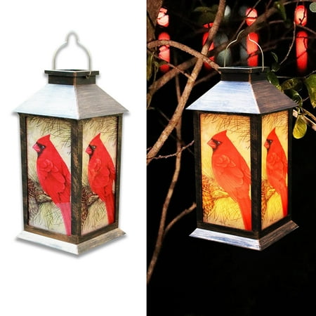 

Waterproof Hanging Lanterns Outdoor Portable Tabletop Lamp Solar Powered Garden Decorative LED Cardinal Light for Patio Garden Deck Yard Red Bird (1 Pack)