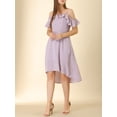 thumbnail image 6 of INSPIRE CHIC Women's Spaghatti Straps Ruffled a-Line Midi Floral Dresses S Light Purple, 6 of 8