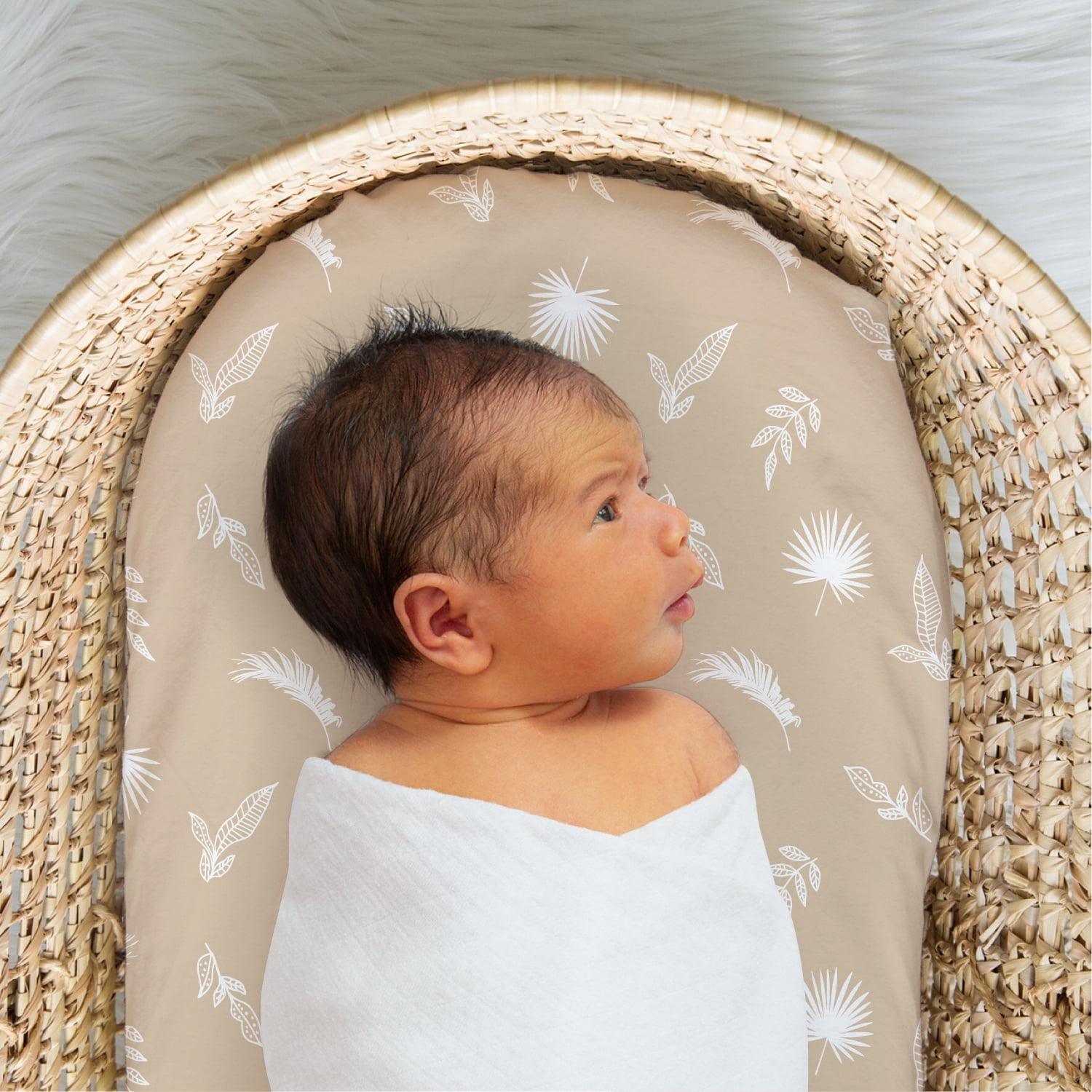 The Peanutshell Caramel Safari Organic Cotton Jersey 4 Pack Bassinet Sheets