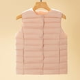thumbnail image 6 of Winter Women Layering Vest Coat with Storage Bag Thin Padded Button Closure Round Neck Sleeveless Solid Color Windproof Heat Retention Outdoor Down Coat, 6 of 8