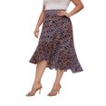 thumbnail image 2 of Beautybatik Wine Women Batik Floral Print Long Flowy Pleated Elastic High Low Ruffle Skirt 1X, 2 of 5