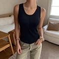 thumbnail image 2 of Soyumi Women Tank Top with Built-in Padded Bra Adjustable Wide Strap V-Neck Camisole Cotton Cami Shirts Summer Beach Vest Workout Going Out Y2K Cute Shirts, Black, 2 of 6