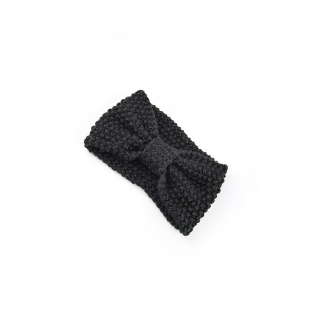Sonducket Diademas de ganchillo cálidas, cómodas, anchas, a prueba de viento, calentador de orejas, diademas, regalos del Día de San Valentín Accesorio para el cabello Negro
