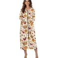 thumbnail image 4 of FOR U DESIGNS Cardinal Pumpkin Pattern Womens Nightgown Lightweight House Dresses for Women with Pockets, Soft Zip Up Long Sleeve Duster Robe Fall Home Decor Mumu Dress, XL, 4 of 8