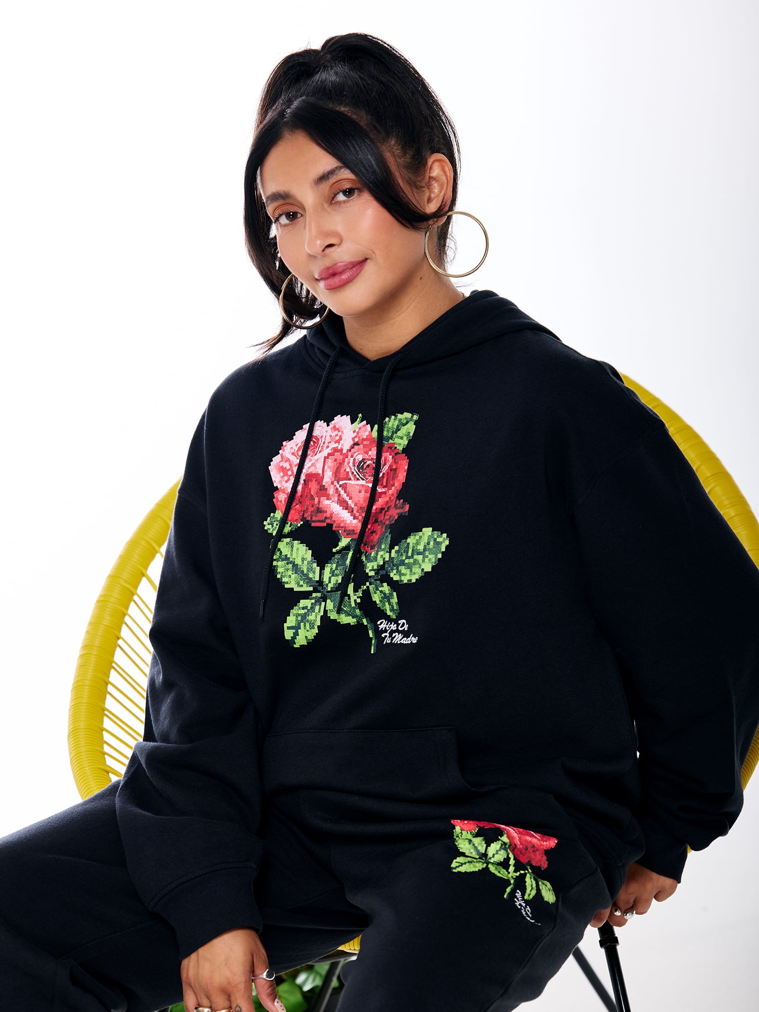 Hija De Tu Madre, Unisex Graphic Hoodie, Roses, Sizes XS-3XL