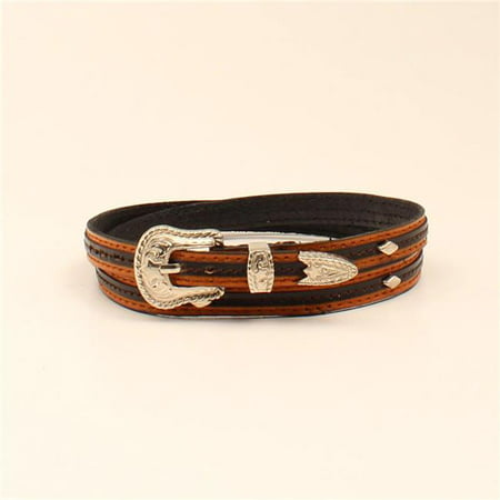 3D Belt DH402 Two-Toned Brown Leather with Contrast Handband Buckle Belt - 0.37 (Best Contrast Ratio For Gaming)