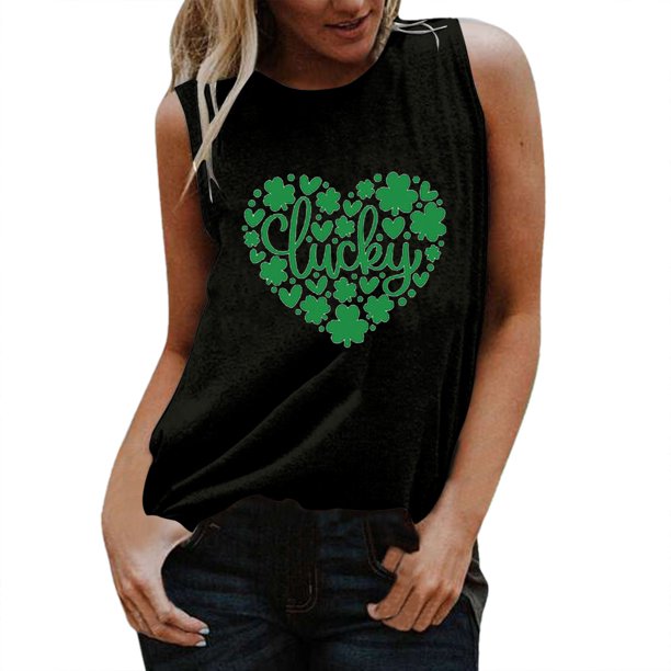 Gibobby Casual Casual Tops T Cuello Blusa de mujer Camisa sin mangas Camisa redonda Chaleco estampado Camiseta Chaleco y camis de mujer(Negro,M)