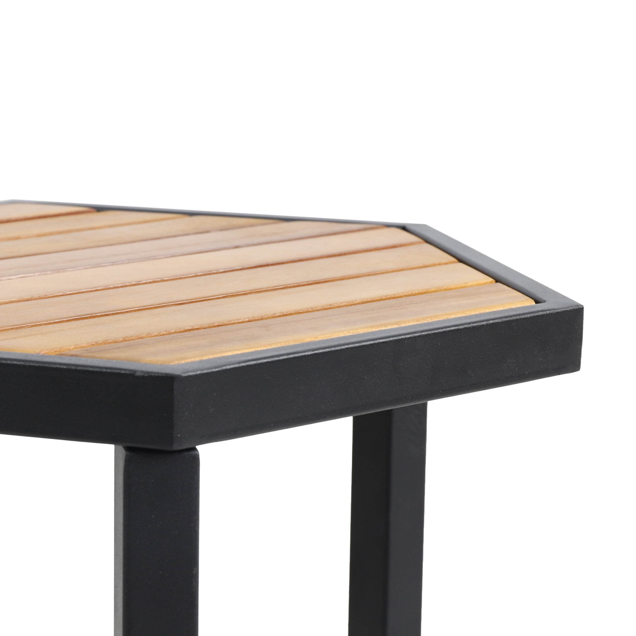 Krosp Acacia Wood Outdoor Side Table, Teak and Black