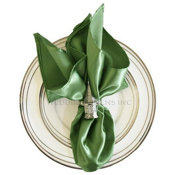 Wedding Linens Inc. (10pcs) 20'' x 20" Heavy Duty Satin Table Napkins Napkin for wedding Party Decorations Events - Clover Green