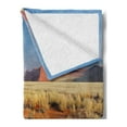 thumbnail image 2 of Landscape Soft Flannel Fleece Blanket, Plant Theme Tree Desert Sossusvlei Namibia Southern Africa Photo Print, Cozy Plush for Indoor and Outdoor Use, 50" x 60", Sky Blue and Marigold, by Ambesonne, 2 of 5