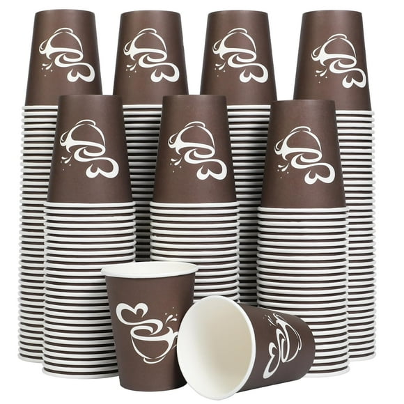 Vasos de café de papel Clawsoff, 300 ml, 12 onzas, desechables, color marrón