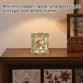 thumbnail image 5 of Gold Pearl Vintage Lace Photo Frame,Antique Bronze Decorative Picture Frame – Delicate Lace Engraving,Pearlescent Texture for Desktop & Craft Decor, 5 of 6